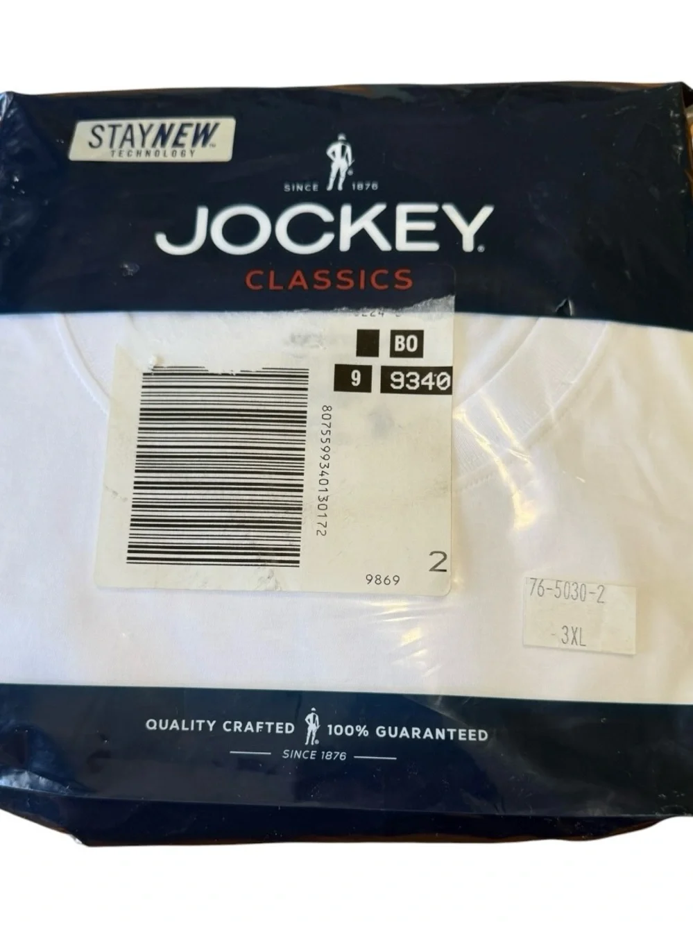 2 Jockey Men's White Crew Neck Undershirt - StayNew Technology 3X